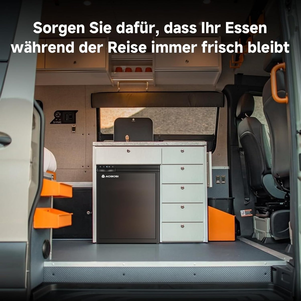 AAOBOSI 65L Compressorkoelkast, APP-Gestuurde Camperkoelkast, 12/24V DC, LED-Verlichte Voertuigkoeler, Bereikt -20 °C, Geschikt Voor Auto's, Vrachtwagens, Boten, Campers, Kamperen en Reizen