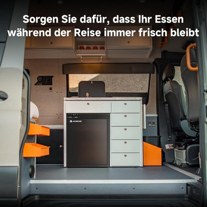 AAOBOSI 65L Compressorkoelkast, APP-Gestuurde Camperkoelkast, 12/24V DC, LED-Verlichte Voertuigkoeler, Bereikt -20 °C, Geschikt Voor Auto's, Vrachtwagens, Boten, Campers, Kamperen en Reizen