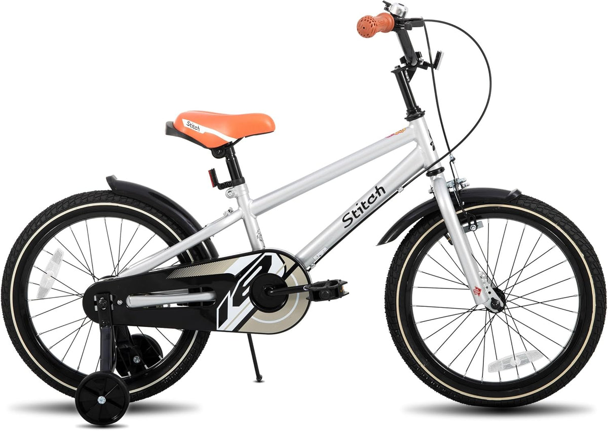 STITCH Vintage 20 inch kinderfiets voor jongens en meisjes van 9-11 jaar, met stabilisator en standaard, zilver