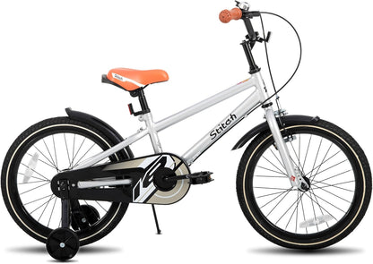 STITCH Vintage 20 inch kinderfiets voor jongens en meisjes van 9-11 jaar, met stabilisator en standaard, zilver