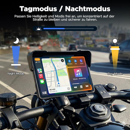 Draadloos CarPlay Motor Scherm – Motorfiets Display – Navigatie Scherm – Touchscreen GPS – Android Auto Interface – 7 Inch IPS HD Touchscreen – IP67 Waterdicht & Robuust