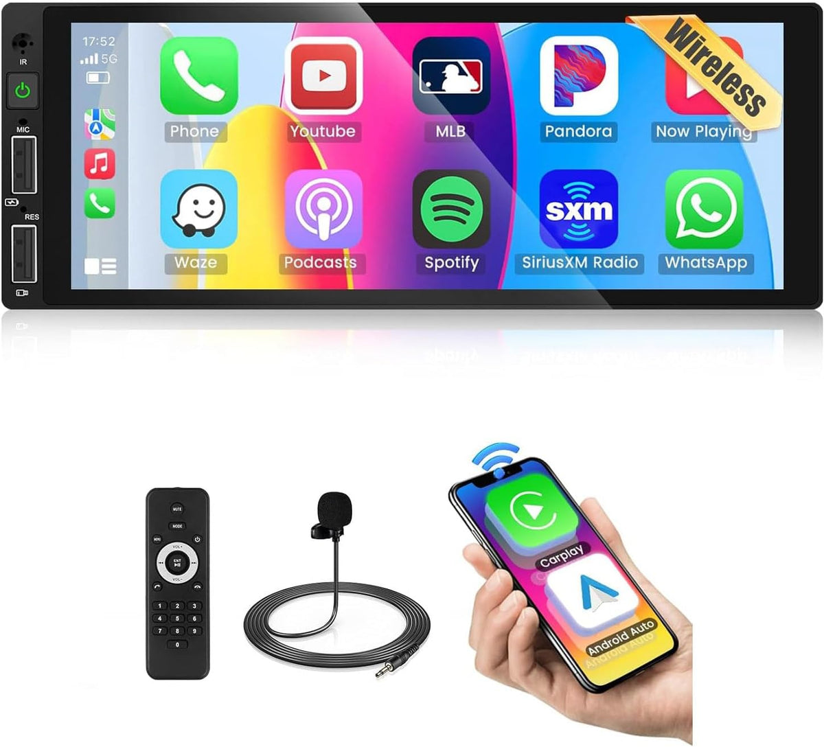 Android autoradio voor Audi A1 8X 8X1 8XK 8XF 2010-2018 met draadloze Carplay en Android auto, 6,9 inch touchscreen, auto stereo display speler radio met GPS/WiFi/Bluetooth/SWC/FM RDS/MirrorLink