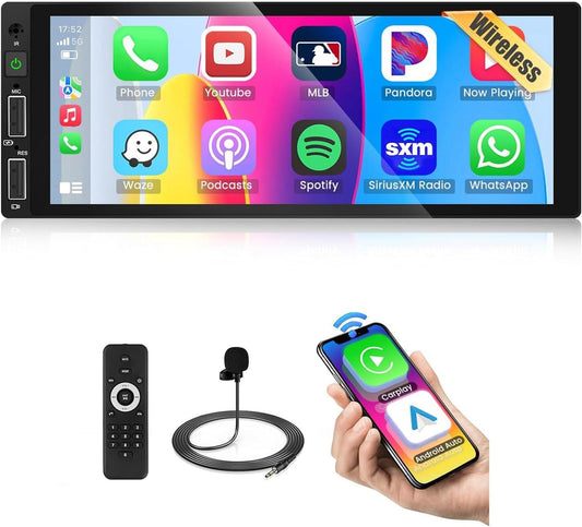 Android autoradio voor Audi A1 8X 8X1 8XK 8XF 2010-2018 met draadloze Carplay en Android auto, 6,9 inch touchscreen, auto stereo display speler radio met GPS/WiFi/Bluetooth/SWC/FM RDS/MirrorLink