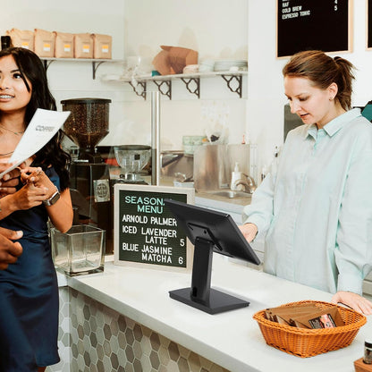 15 inch touchscreen POS-monitor, HDMI/VGA capacitieve schermweergave met zware metalen standaard voor winkels, restaurants, bar, sportschool, magazijn en kassasystemen