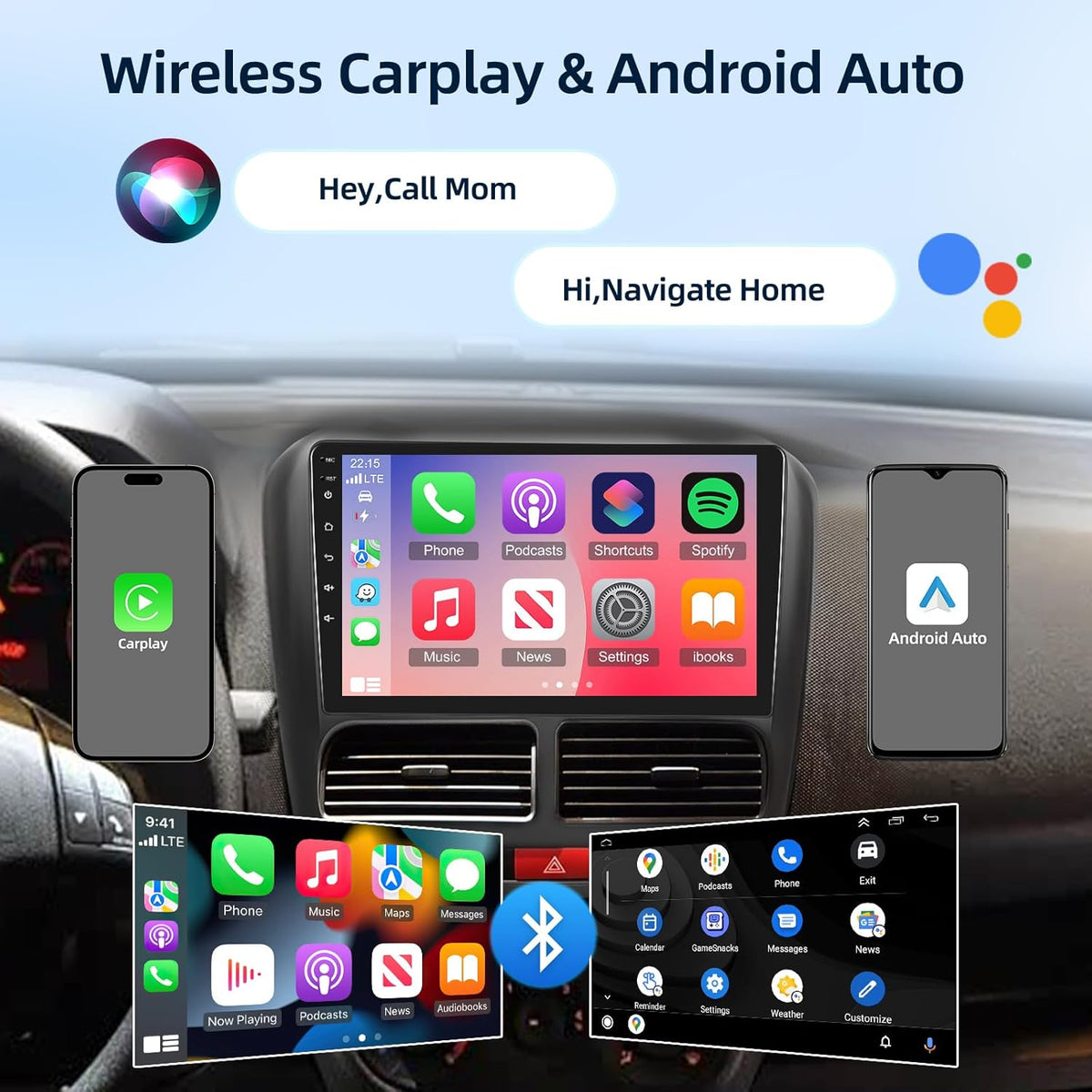 [4G+64G] Android Car Radio for Fiat Doblo 2010-2015/Opel Combo 2011-2018 with Wireless Carplay & Android Auto, 9 inch IPS Touch Screen Car Stereo with GPS, WiFi, 32EQ, Bluetooth 5.0, FM/RDS Radio