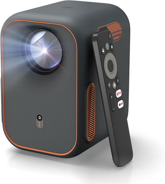 WEMAX Mini Projector【Netflix Gecertificeerd & Google TV】Draagbare Projector【4K Ondersteuning & 1080P Native】Slimme Projector met Dolby Audio, Video Projector met WiFi/Bluetooth voor Home Cinema,Buiten