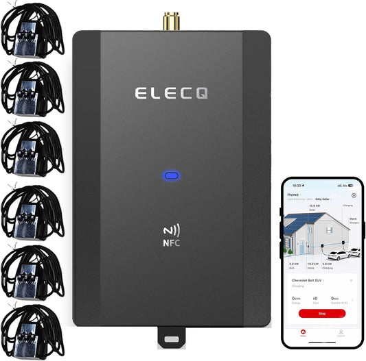Power Monitor met 6 Cts, Wi-Sun Tech. Functies Smart Home energiebeheer, actief belastingsmanagement en zonne-energie PV-opladen ontgrendelen. Werkt met het Elecq H1-laadstation voor e-auto,