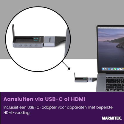 Wireless HDMI Extender 1080p – Marmitek Stream S1 Pro – Draadloze HDMI Zender Ontvanger – Plug & Play zonder wifi/software – USB‑C compatibel – tot 20 m bereik, lage latency – Presentatie – Beamer