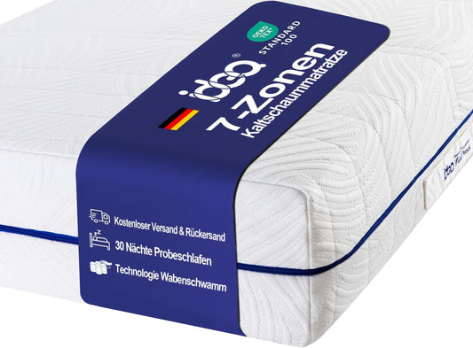 Matras 90 x 200 cm – Koudschuimmatras – Orthopedisch Matras – 7-Zones Matras – Ergonomisch Matras – Hypoallergeen en Antibacterieel – Afneembare Wasbare Hoes