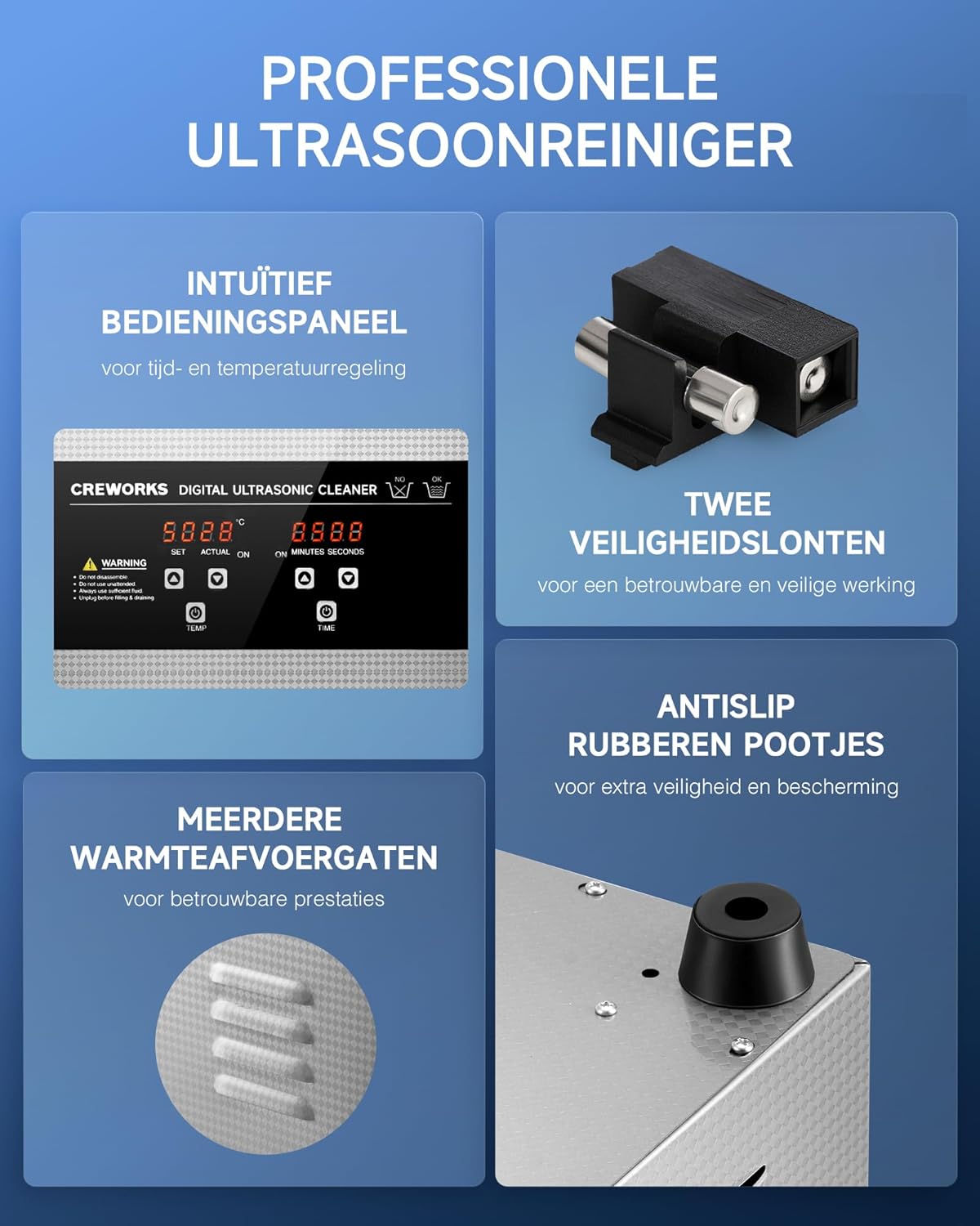 Ultrasone Reiniger – Ultrasoon Bad – Ultrasone Schoonmaker – Ultrasoon Machine – Roestvrij Staal – 480W Krachtig Vermogen – Instelbare Temperatuur en Timer