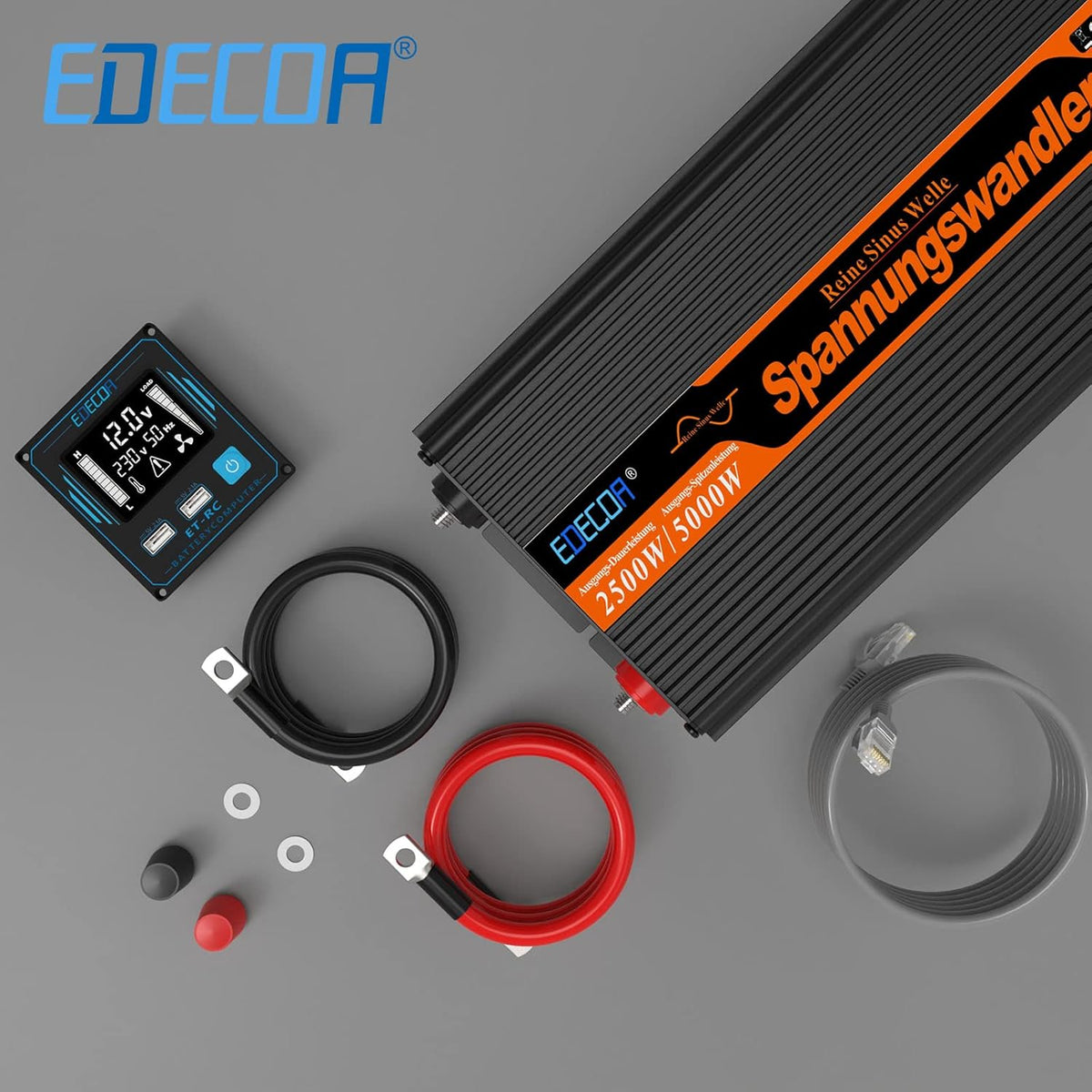 <font dir="auto" style="vertical-align: inherit;"><font dir="auto" style="vertical-align: inherit;">        EDECOA 2500W Inverter 12V to 230V Pure Sine Wave Inverter 12V 230V Voltage Converter with LCD Remote Control and EU Sockets       </font></font>