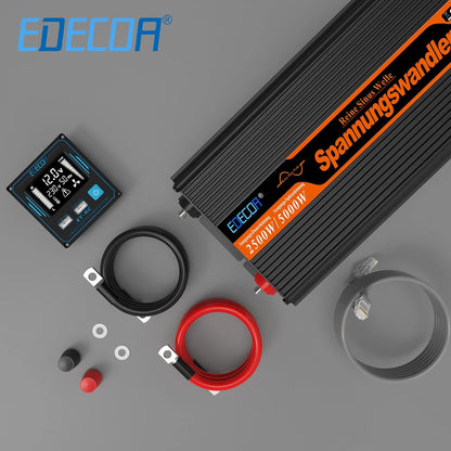 <font dir="auto" style="vertical-align: inherit;"><font dir="auto" style="vertical-align: inherit;">        EDECOA 2500W Inverter 12V to 230V Pure Sine Wave Inverter 12V 230V Voltage Converter with LCD Remote Control and EU Sockets       </font></font>