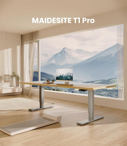 MAIDeSITe Electric Desk Height Adjustable Desk Frame Height Adjustable Desk Frame with 4 Memory Control and Anti-Collision Function(Grey) - QUORE