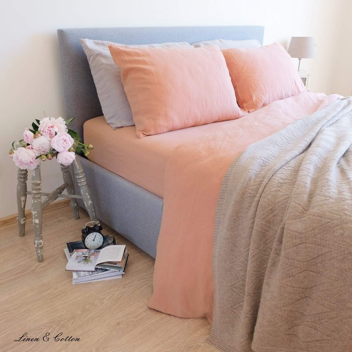 Linen & Cotton Zacht BeddLinen & Cotton Zacht Beddengoed Set Alicia -100% Gewassen Linnen, Koraal Roze (200 x 200 cm) Beddenset Dekbedovertrek Kussensloop Dubbel Bed Twin King Size Single Eenpersoons Tweepersoons Winter Zomerengoed Set Alicia - 100% Gewas
