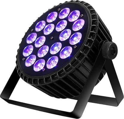 SHEHDS Led-schijnwerper, 18 x 18 W led podiumlicht RGBWA + UV 6-in-1, DMX-besturing met geluidsbediening, DJ-lichteffect, discolicht, partylicht voor podium, disco, DJ, licht, show-evenementen