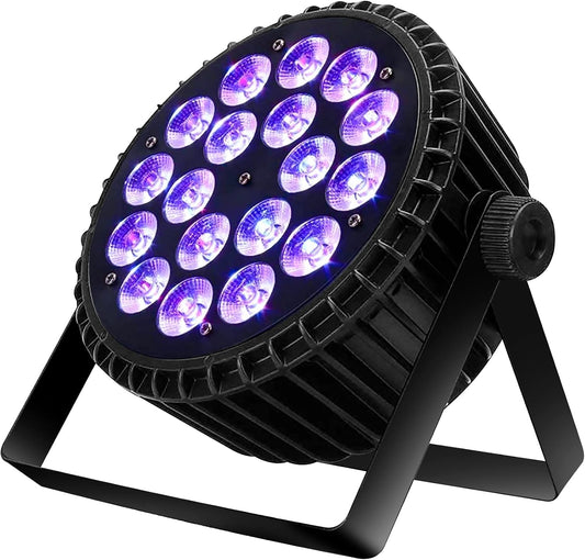 SHEHDS Led-schijnwerper, 18 x 18 W led podiumlicht RGBWA + UV 6-in-1, DMX-besturing met geluidsbediening, DJ-lichteffect, discolicht, partylicht voor podium, disco, DJ, licht, show-evenementen