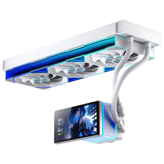 PF360 AIO Waterkoeling 360 mm - CPU Koeler met 5,5 inch LCD-scherm - ARGB - AM4/AM5 en Intel LGA1851/1700 - Wit