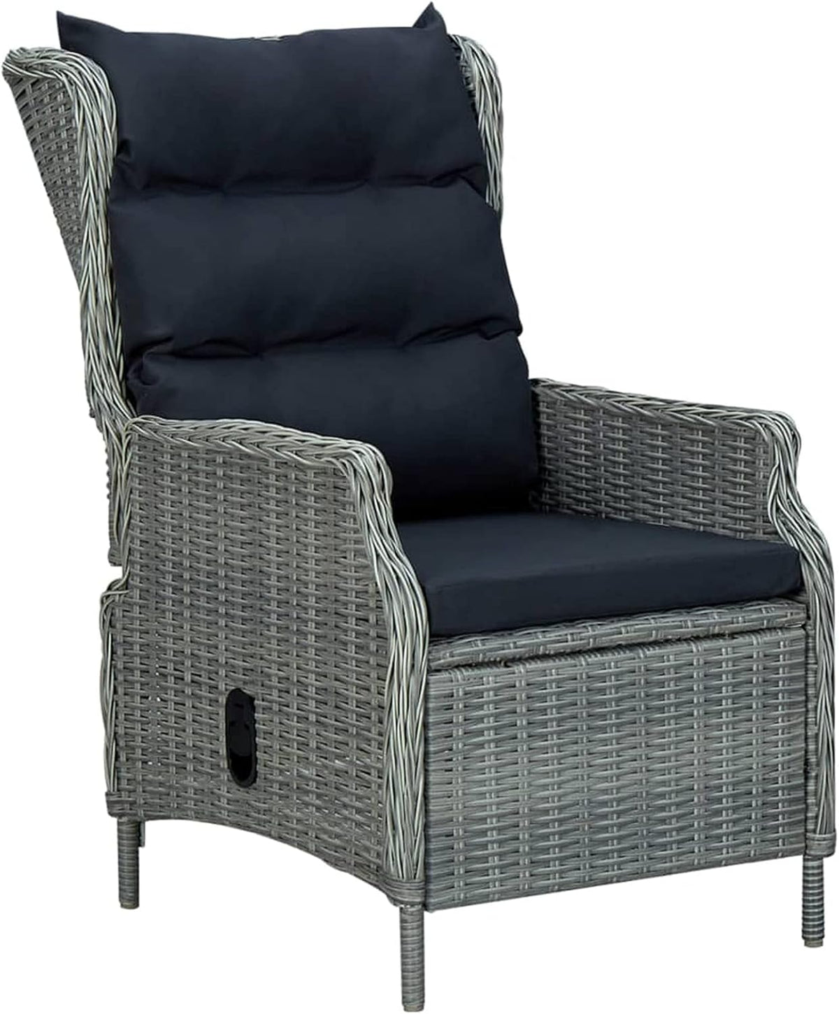 Tidyard Garden Chair, Chair with Footrest, Garden Chair, Outdoor Chair, Balcony, Terrace, Rattan, PE Light Grey - QUORE