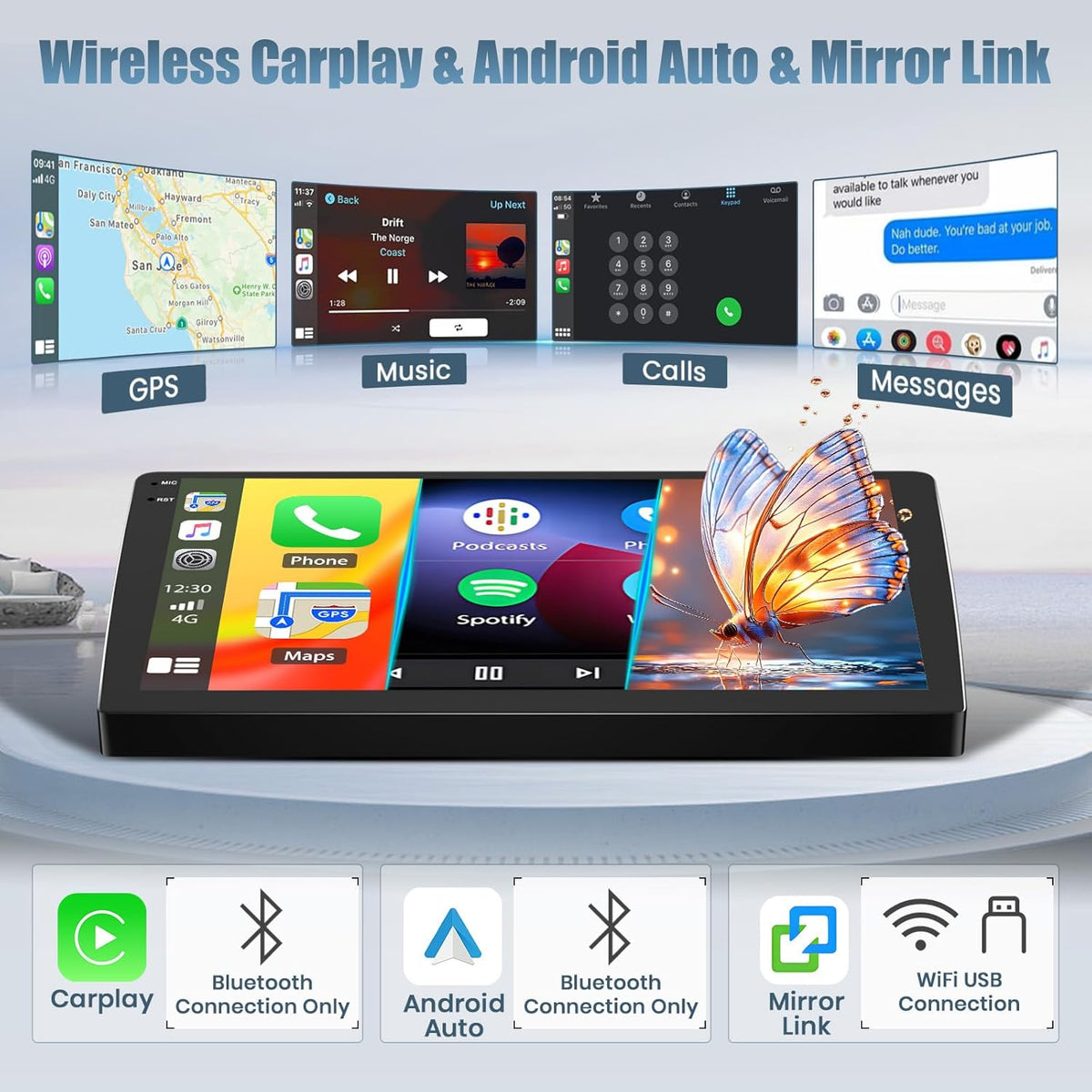 Hikity 2G 32G Android13 Car Stereo voor Ford Focus Exi MT 2 3 Mk2 Mk3 2004-2011 met draadloze Carplay Android Auto,9'' Radio met GPS Bluetooth FM RDS WiFi Mirror Link EQ Achteruitkijkcamera (Zilver)