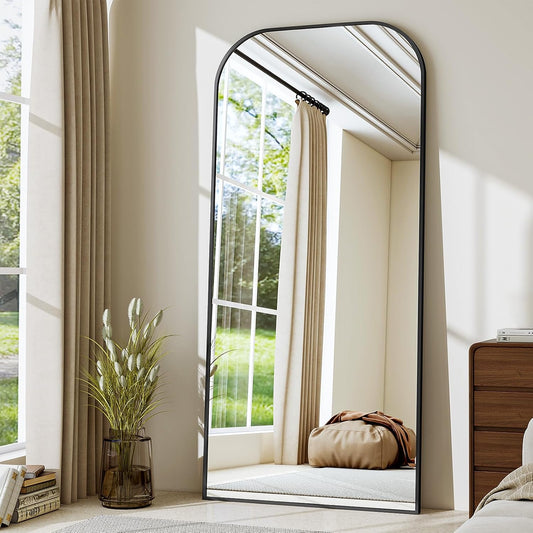 BEAUTYPEAK 180 x 70 cm minimalistische frame staande spiegel, solide full-body spiegel, vrijstaand, lichte spiegel in volledige lengte kan horizontaal of verticaal aan de muur worden opgehangen voor