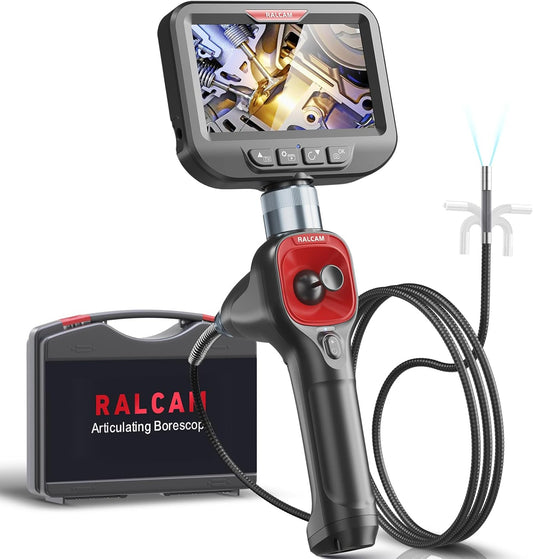Ralcam Endoscoopcamera, 6,2 mm, endoscoopcamera, 360° draaibaar, 4,3 inch HD 720P, inspectiecamera met licht, buiscamera, camera's met 6 leds, IP67 waterdicht, 1 m kanaalcamera, stuurendoscoop