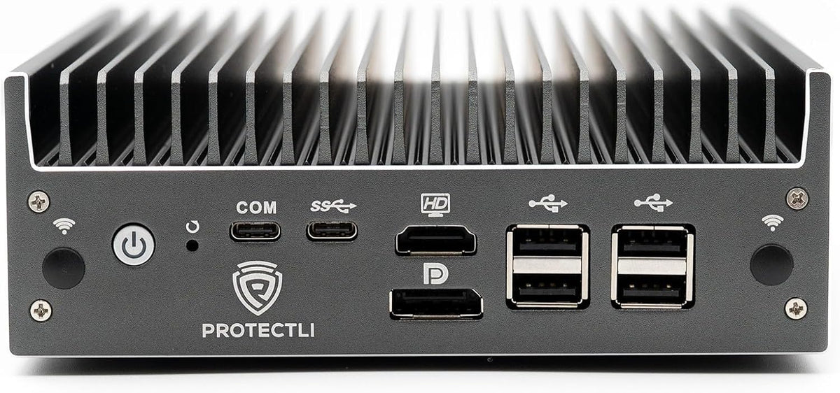 Protectli Vault Pro VP2440-4 poort, Micro Appliance/Mini PC - Intel N150, 2X 10G SFP+ NIC's, 2X 2.5G NIC's, DDR5 RAM, 32 GB eMMC on-board, M.2 SATA SSD Storage, AES-NI, Barebones