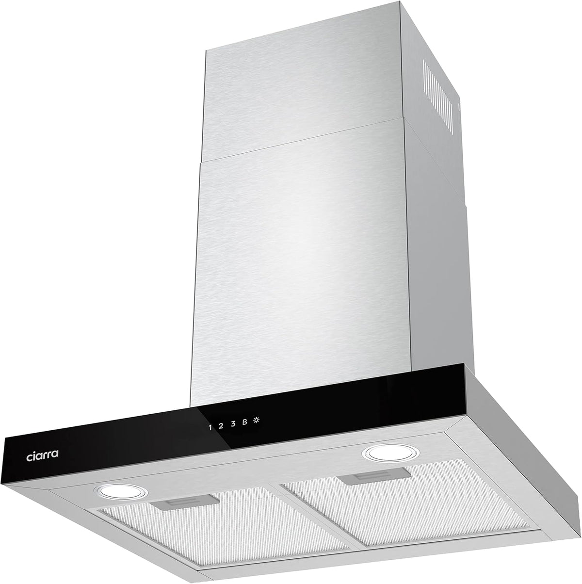 CIARRA CBCS6102 A+++ Afzuigkap 60cm 650 m³/h - Touch Control en Wifi - 4 Snelheden met Booster,afvoerstand en recirculatie afzuigkap met koolstoffilter CBCF003 - Roestvrij Staal