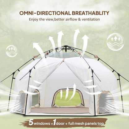 Chihee Pop-up staande tent, campingtent, familiekabinetent met luifel, veranda, 3-persoons, outdoortent met schermruimte, grote capaciteit, waterdicht en winddicht, eenvoudige opbouw, wandelen