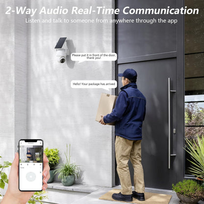 Draadloze Bewakingscamera – Beveiligingscamera – Wifi Camera – Buitencamera – Accu Camera – 2K Resolutie – IP65 Waterdicht – Kleurennachtzicht Met Sirene
