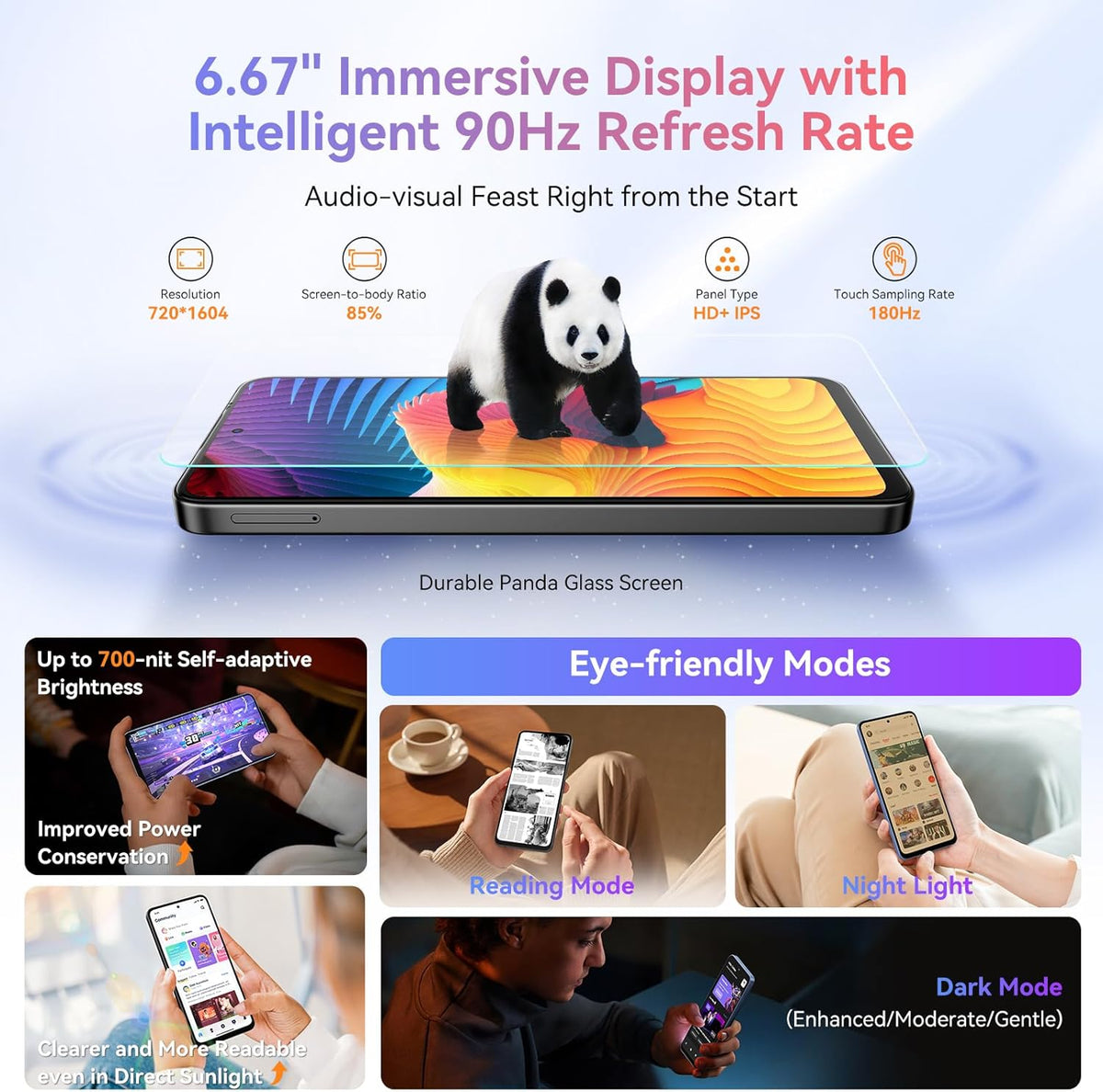 Blackview SHARK 9-5G Android Smartphone 14 24GB+256GB/2TB,50MP+8MP Mobile, 6.67" 90Hz 700nits, Battery 5000mAh, Face ID/Fingerprint/FM/NFC/Super PD/2.7Ghz 8 Cores Free Mobile Phones