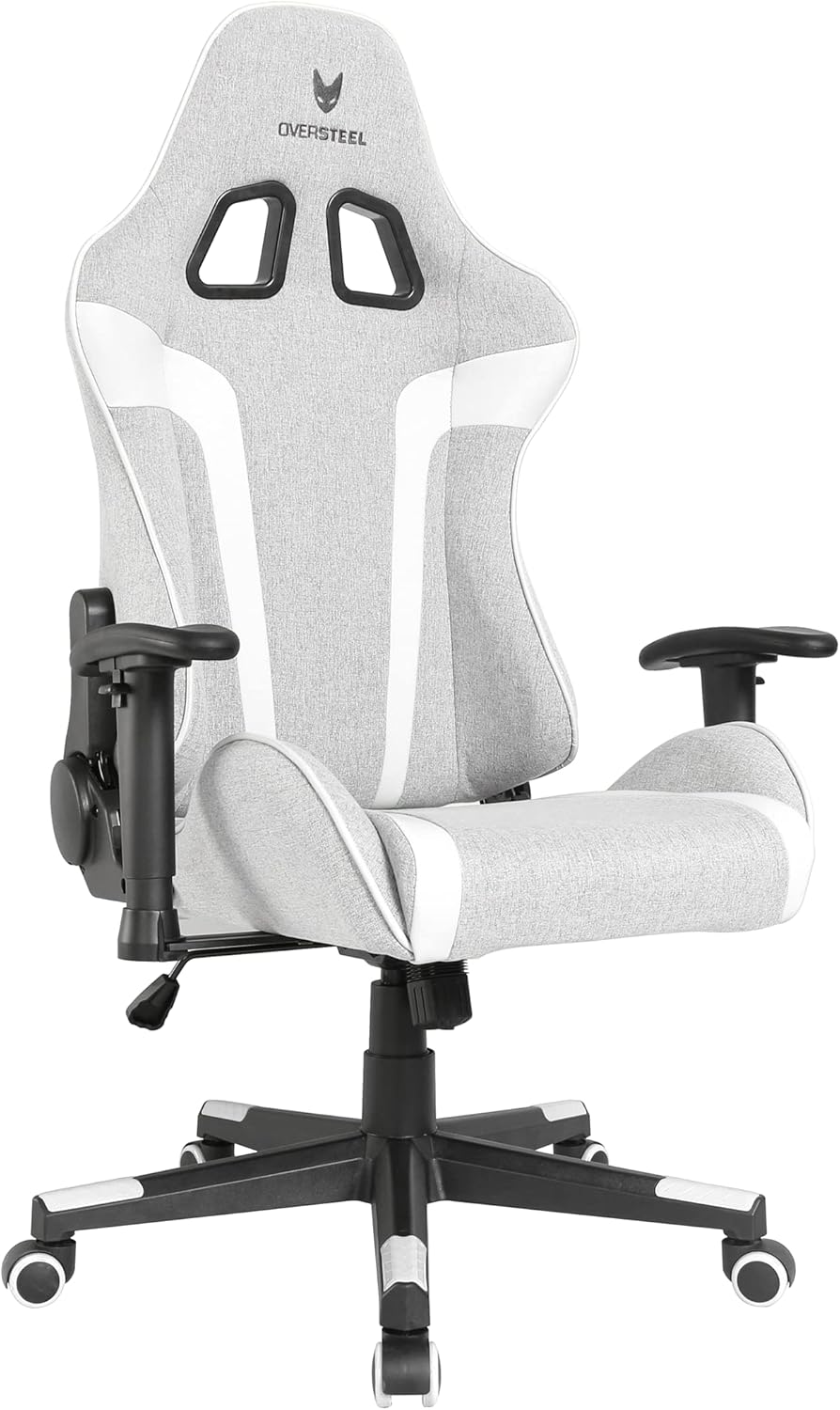 Oversteel - ULTIMET professionele gamestoel, ademende stof, 2D armleuningen, in hoogte verstelbaar, 180° verstelbare rugleuning, gaszuiger klasse 3, tot 120 kg, grijs/wit