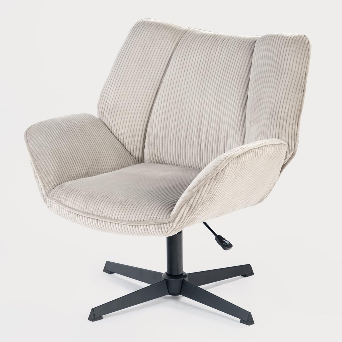 MEUBLE COSY Padded swivel chair for living room, bedroom, office, reclining chair with thick seat, backrest and armrests made of ribbed velvet, taupe - QUORE