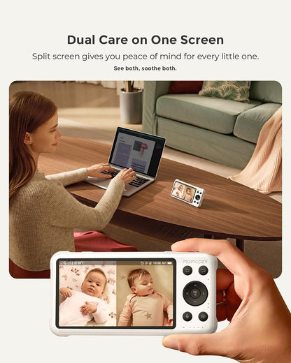momcozy BM04 Babyfooncamera, afzonderlijk te gebruiken via app en als extra camera uitbreidbaar, wifi-camera met 1080p, audio, wandhouder, compatibel met BM04-scherm, eenvoudig koppelen