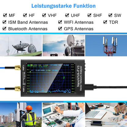 AURSINC Upgraded NanoVNA-F V3 Vector Network Analyzer, 1MHz–6GHz, 4.3" Antenna Analyzer for Measuring S-Parameters, Standing Wave Ratio SWR, Phase, Delay, Smith Diagram