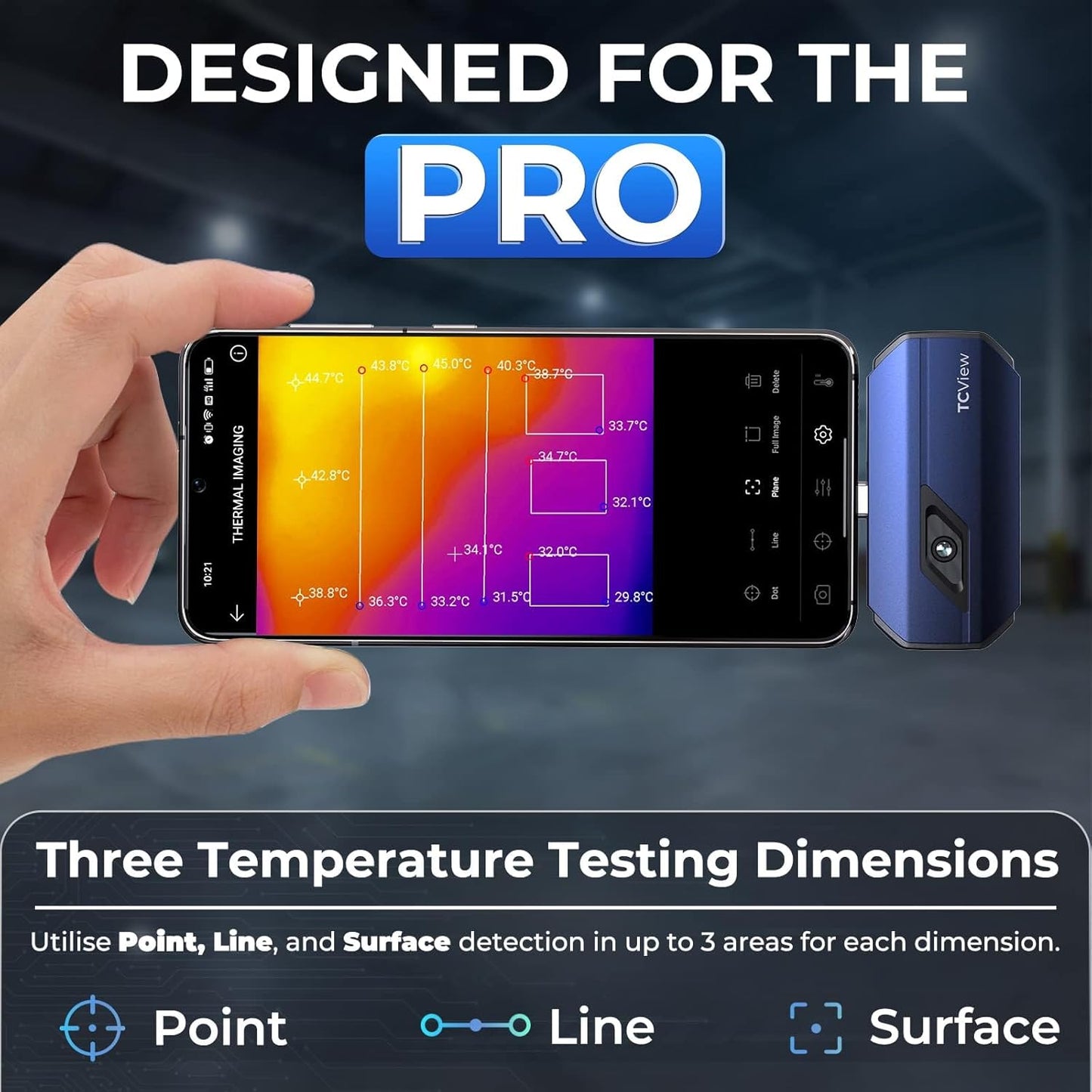 TOPDON TC001 Warmtebeeldcamera, 512x384 TISR-resolutie met secundaire analyse, <40mK warmtegevoeligheid, 25Hz, bereik -20 tot 550 °C, 0,1 °C nauwkeurig, voor Android telefoon/tablet/Windows laptop