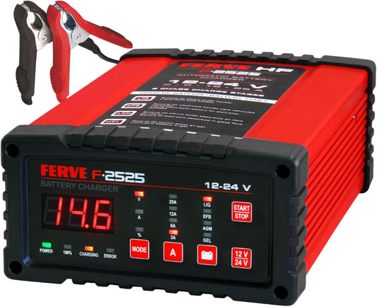 Automatische Batterijlader – Acculader – Accuvoeding – Accu Onderhoud – Batterijoplader – Voor 12V en 24V Loodzuuraccu’s – Microprocessorgestuurd met RF-Technologie