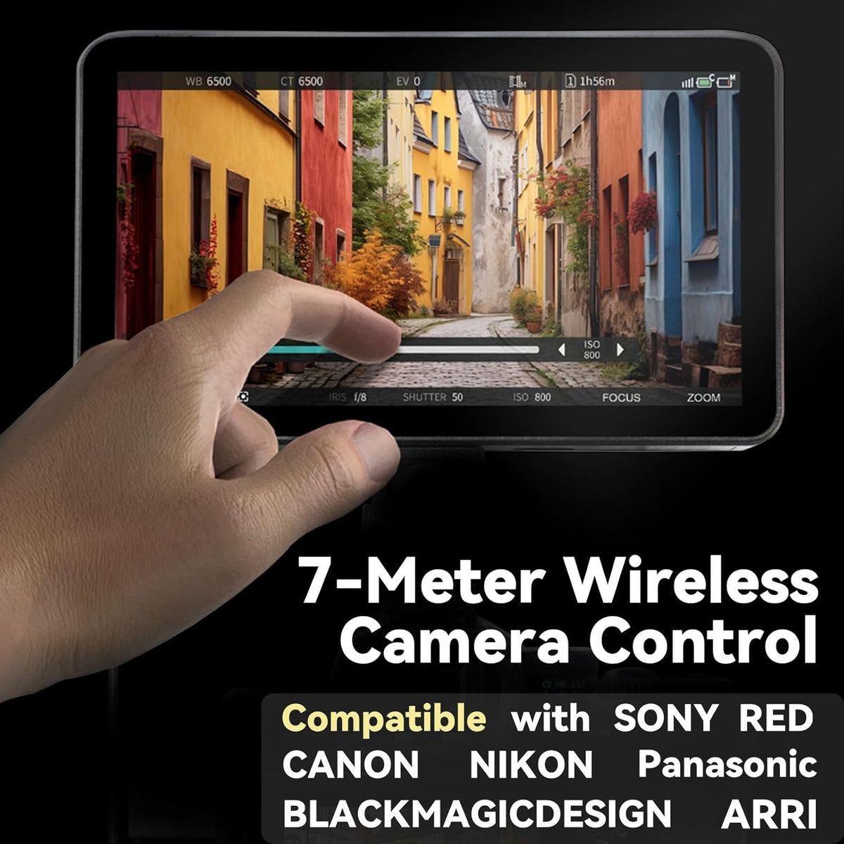 Portkeys LH7P 7" Camera Monitor 1000nit Touchscreen, Full HD 1920 * 1080, Wireless Camera Control for S0NY & Blackmagic, 4K HDMI In/Out, 3D LUT Output, Waveform, Lightweight Field Monitor