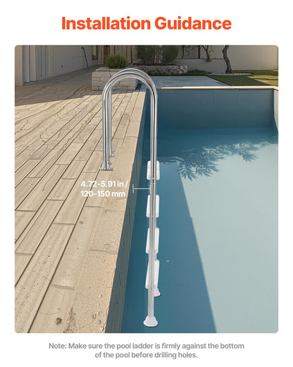 <font dir="auto" style="vertical-align: inherit;"><font dir="auto" style="vertical-align: inherit;">        VEVOR Swimming Pool Ladder, 4-Step Double Handrails, Steps with Non-Slip Heavy-Duty Treads, Stainless Steel, 120kg Load Capacity, for 54 in-ground