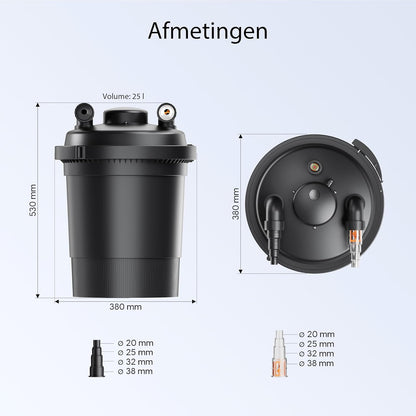 Vijverfilterset – Vijverpomp – Vijverfilter – Drukfilter – Vijverzuivering – Tot 12.000 Liter – Ingebouwde 11W UVC-Unit – Energiezuinige 3600L/u Pomp