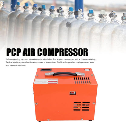 SEAFRONT PCP -luchtcompressor 4500psi Hoge Drukluchtpomp met Realtime Temperatuurdisplay Ingebouwd in Transformator voor Buiteninflatie (EU -plug 220V)