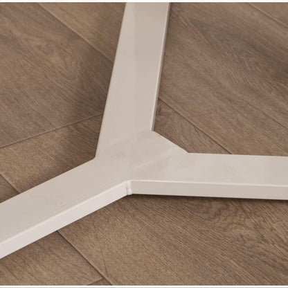 DRW Eettafel van natuurlijk hout en metaal, in natuur en wit, 160 x 90 x 75 cm, dikte van de tafel: 3,2 cm