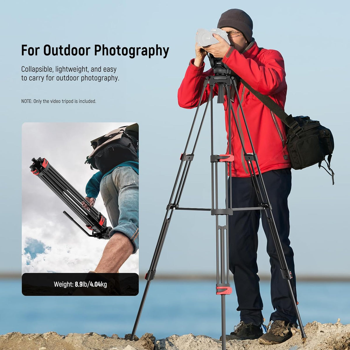 NEEWER BASICS 188 cm videostatief met gedempte vloeistofkop, metalen zware standaard voor DSLR-camera, camcorder, video-opname, QR-plaat, compatibel met Manfrotto 501, max. belasting 8 kg