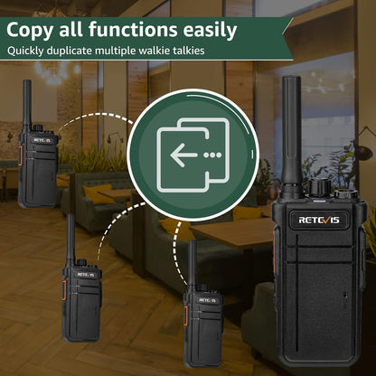 Retevis RB637 Bluetooth-walkie-talkie, bidirectionele radio met draadloze Bluetooth-hoofdtelefoon, type-C 2000mAh, VOX, zaklamp, draadloos exemplaar, PMR-walkie-talkie voor restaurant (zwart, 2 stuks)