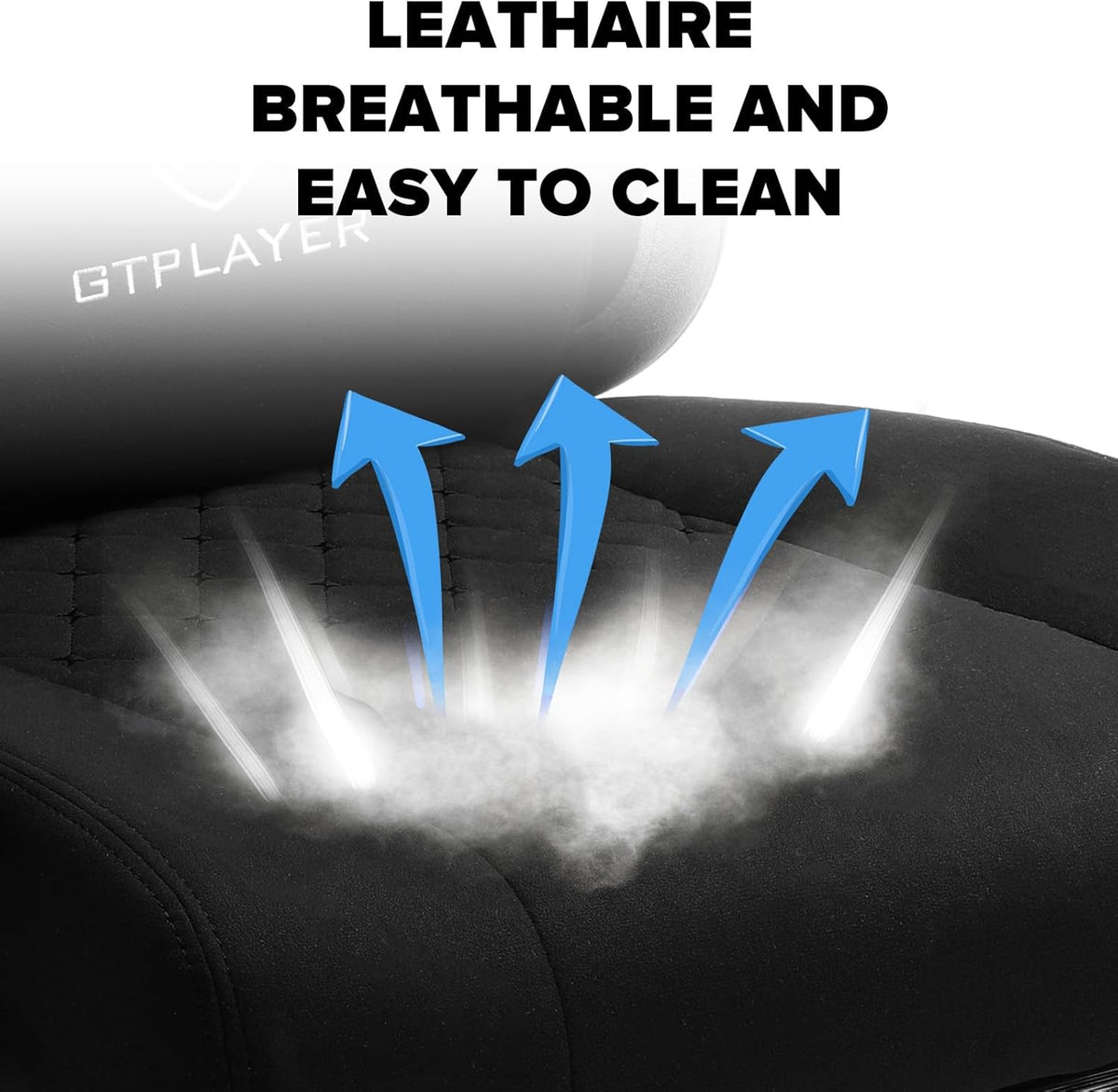 GTPLAYER Gaming Chair, Ergonomic Gaming Chair, Office Chair with Fabric Surface, Spring Seat Cushion, Connecting Armrests and Footrest Black - QUORE