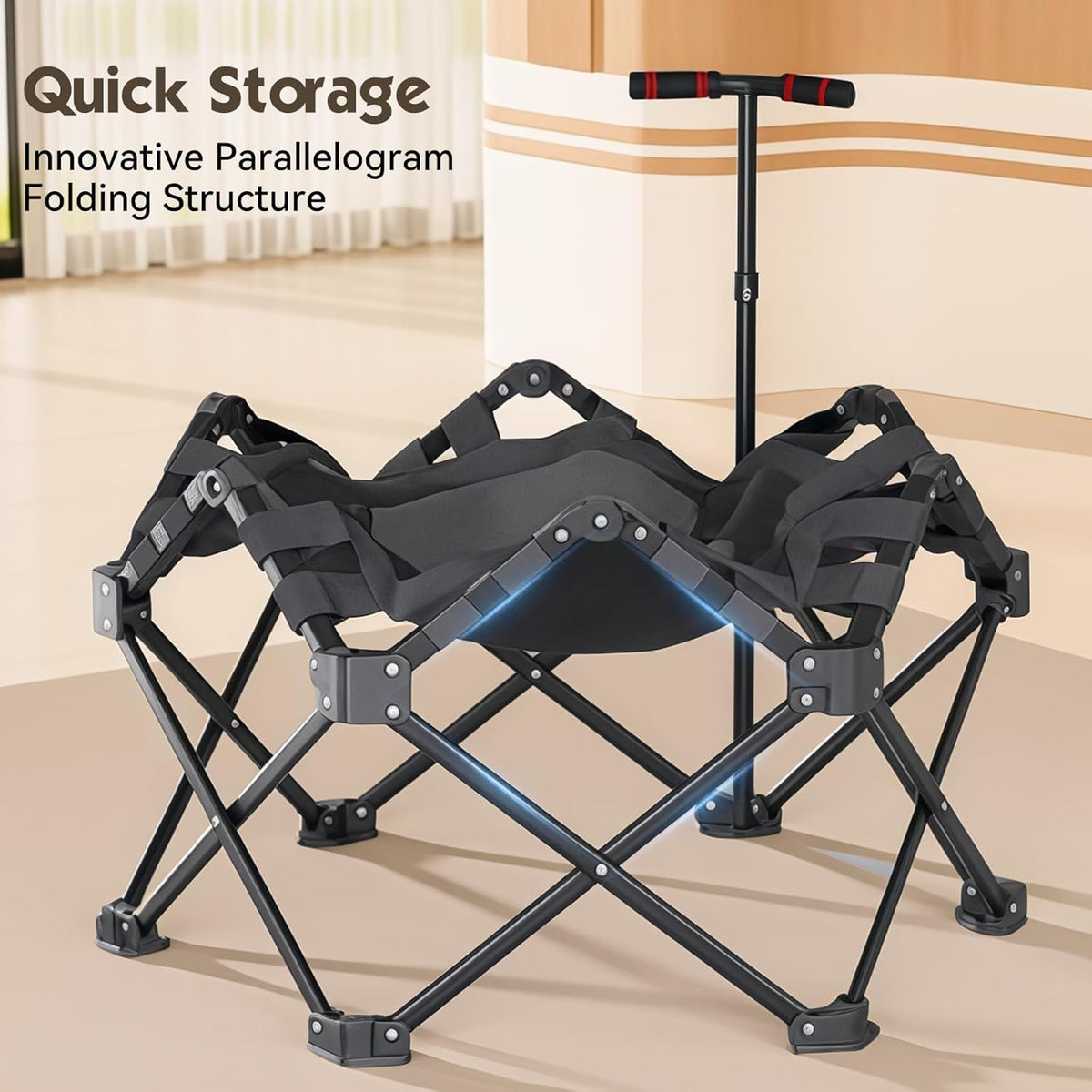 Fitness trampoline indoor 106 cm, inklapbaar met verstelbare handgreep, stabiele en stille rebounder voor kinderen en volwassenen, tot 600 kg statische belasting, 115 cm hoog