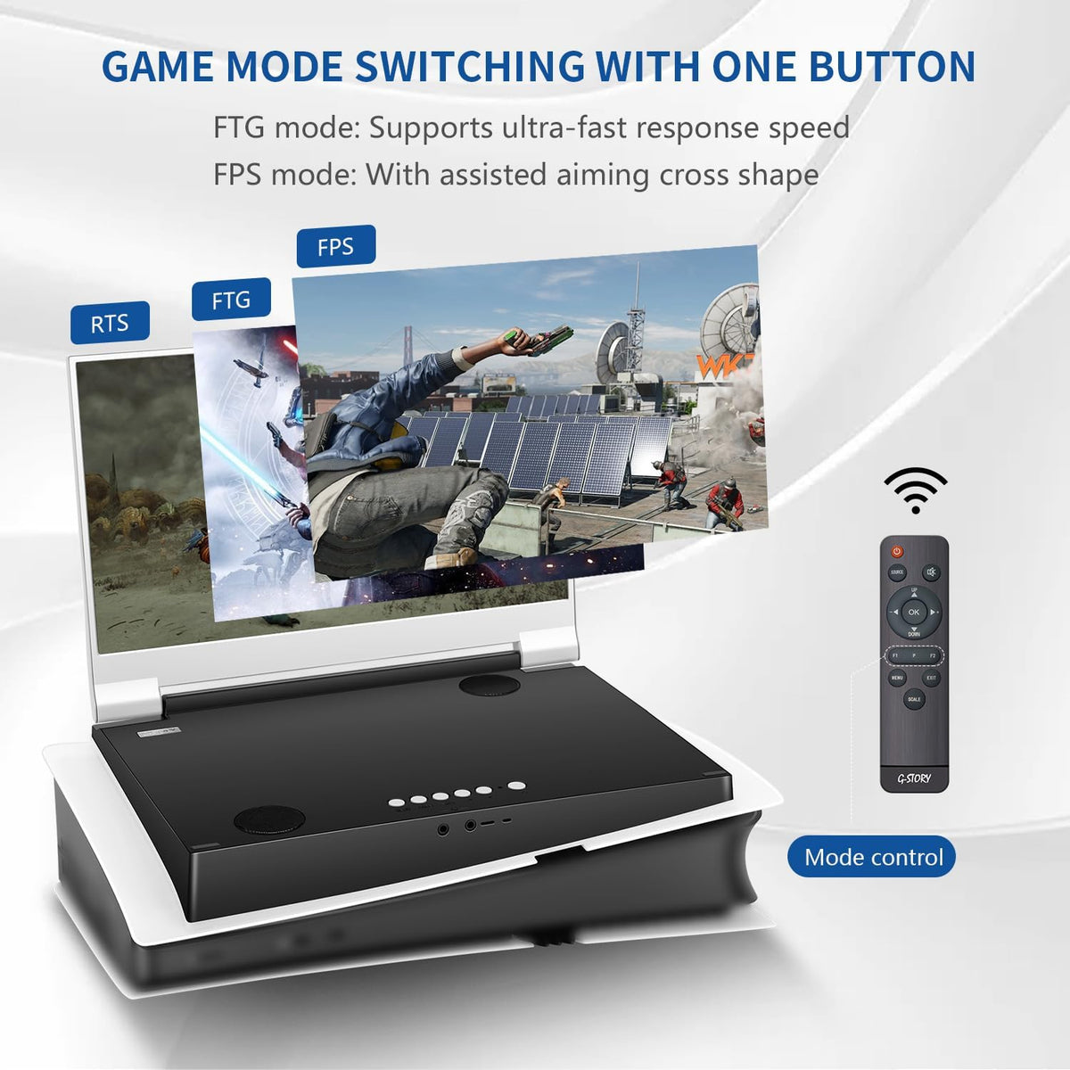 G-STORY Portable monitor for games 14 inch IPS 4K 60Hz with integration for PS5 Pro (PS5 Pro not included) 3840 × 2160 with 2 HDMI ports, FreeSync, 2 integrated stereo multimedia speakers - QUORE