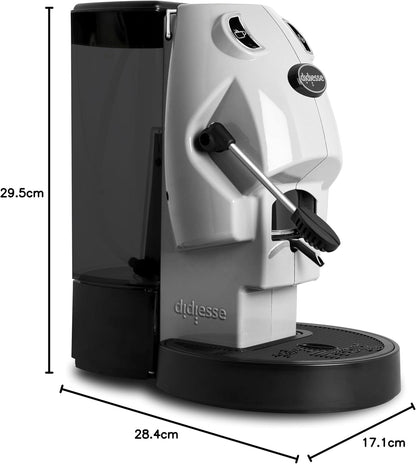 Didiesse Baby Frog Coffee & Tea Koffiezetapparaat voor pads, met melkopschuimer en dubbele padhouder voor koffie en thee, laag verbruik 650 W, warmwaterdispenser (wit)