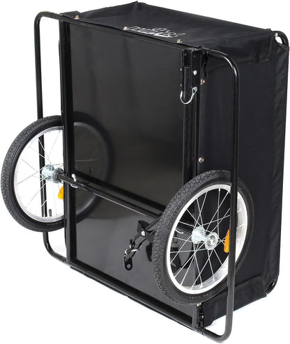 Wiltec fietsaanhanger tot 65kg, aanhangwagen 139 x 88 x 60 cm met wielbescherming, transportkar met inklapbare trekhaak en snelkoppeling