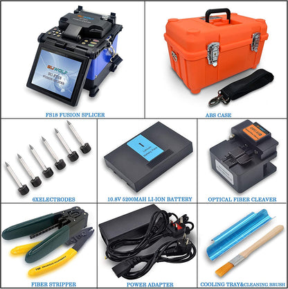 5" LCD Hohe Präzision Glasvezel Optische Lasmachine/Fiber Optische Fusion Splicer/Kern-zu-Kern Ausrichten Glasfaser Spleißen Technik für SM MM NZ-DS EDF Glasfaser mit Faserschneider (FS18-5)