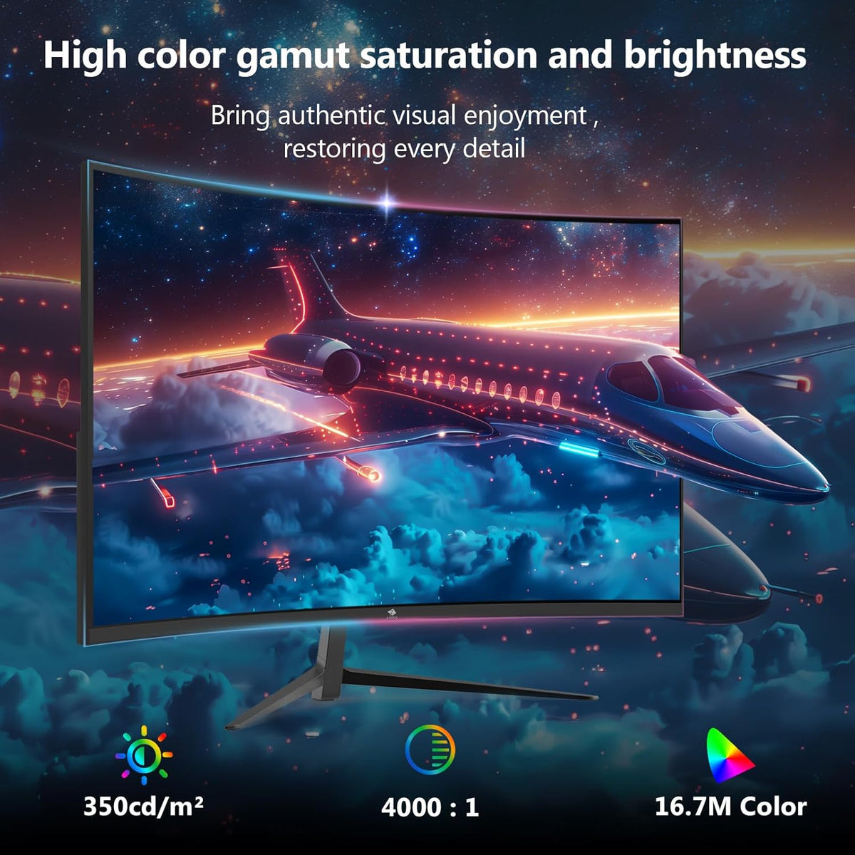 Z-Edge Gaming Monitor Curved 27'' 280Hz (DP), 1ms MPRT, FHD (1920x1080), FreeSync, 16:9 LED Gaming Monitor with HDMI Cable, Adjustable Tilt, 1500R VA, 2*HDMI2.0 & 2*DP1.2, 178° Viewing Angle